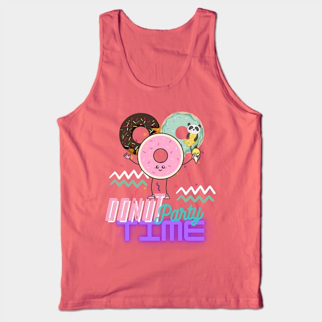 Summer Donut Party Time Tank Top by Vortex.Merch